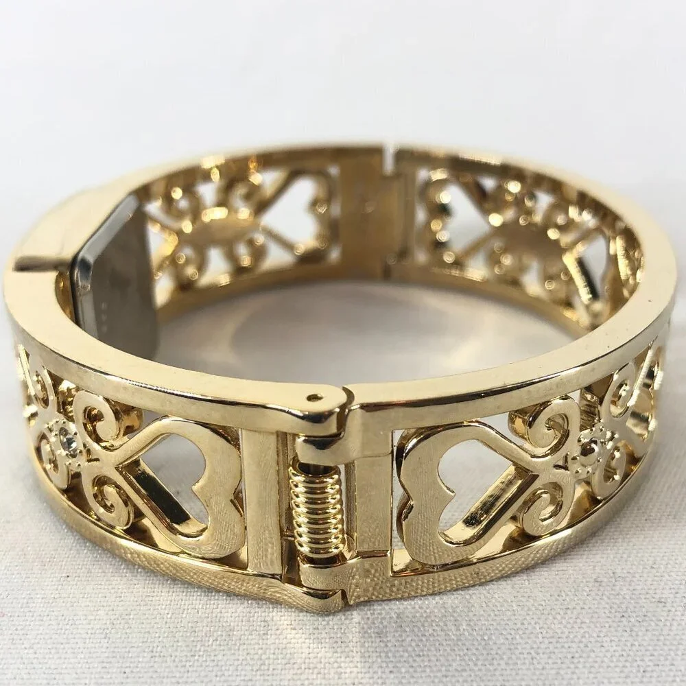 Prestige By Waltham Gold Tone with Rhinestones Bracelet Quartz Watch